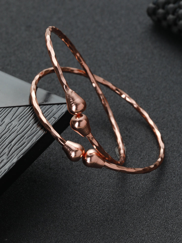 Priyaasi Elegant Textured Rose Gold-Plated Bangle Set of 2