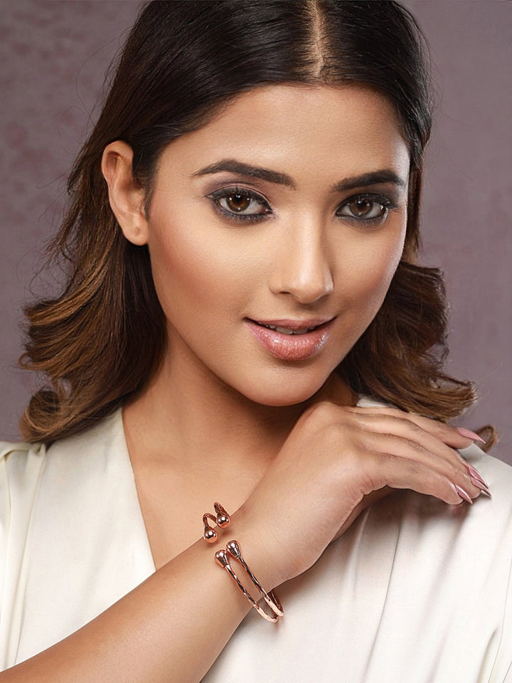 Priyaasi Elegant Textured Rose Gold-Plated Bangle Set of 2