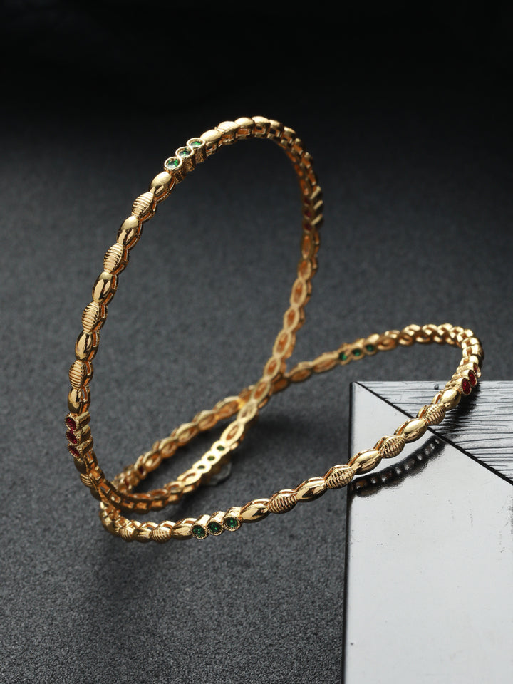 Priyaasi Solid Shape Link Gold-Plated Bangle Set of 2