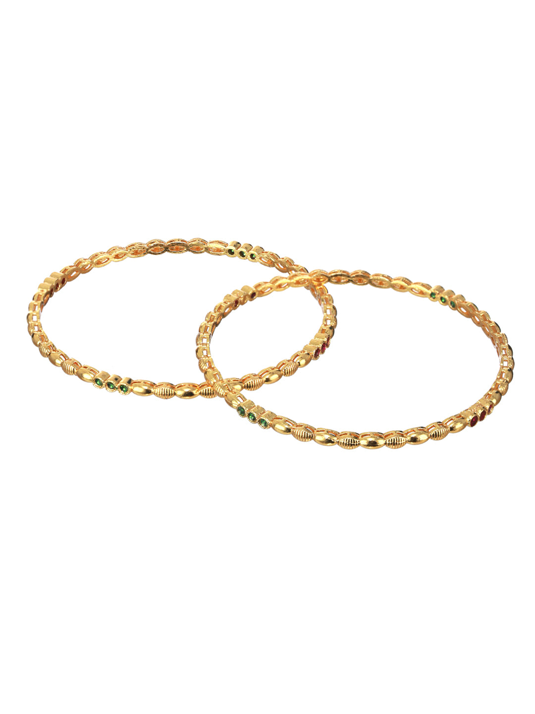 Priyaasi Solid Shape Link Gold-Plated Bangle Set of 2