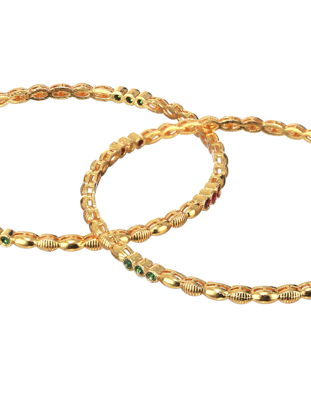 Priyaasi Solid Shape Link Gold-Plated Bangle Set of 2