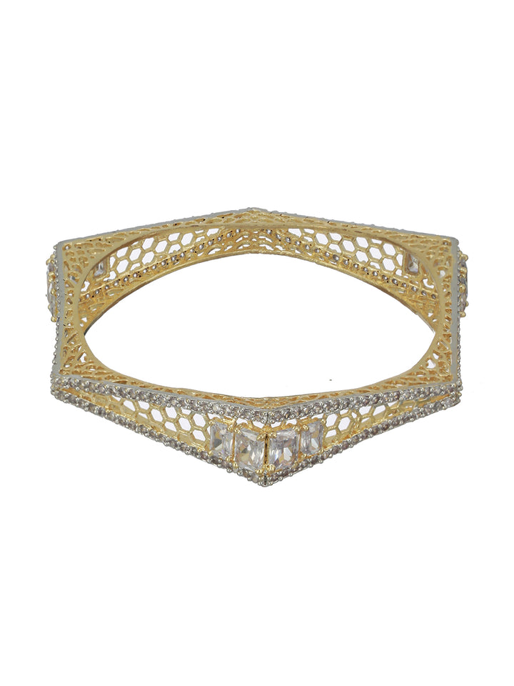 Hexagon American Diamond Gold-Plated Bangle Set of 2