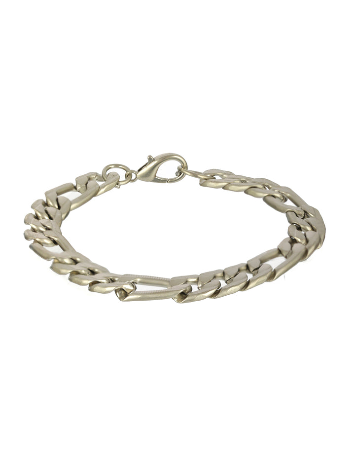 Bold by Priyaasi Figaro Link Chain Silver-Plated Bracelet for Men