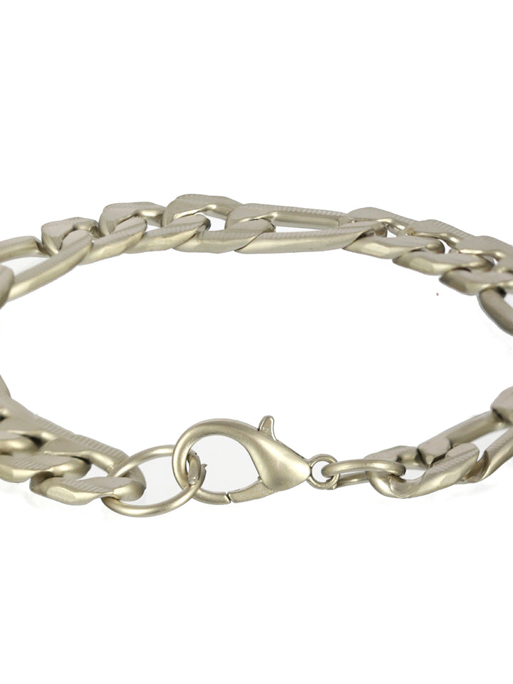 Bold by Priyaasi Figaro Link Chain Silver-Plated Bracelet for Men