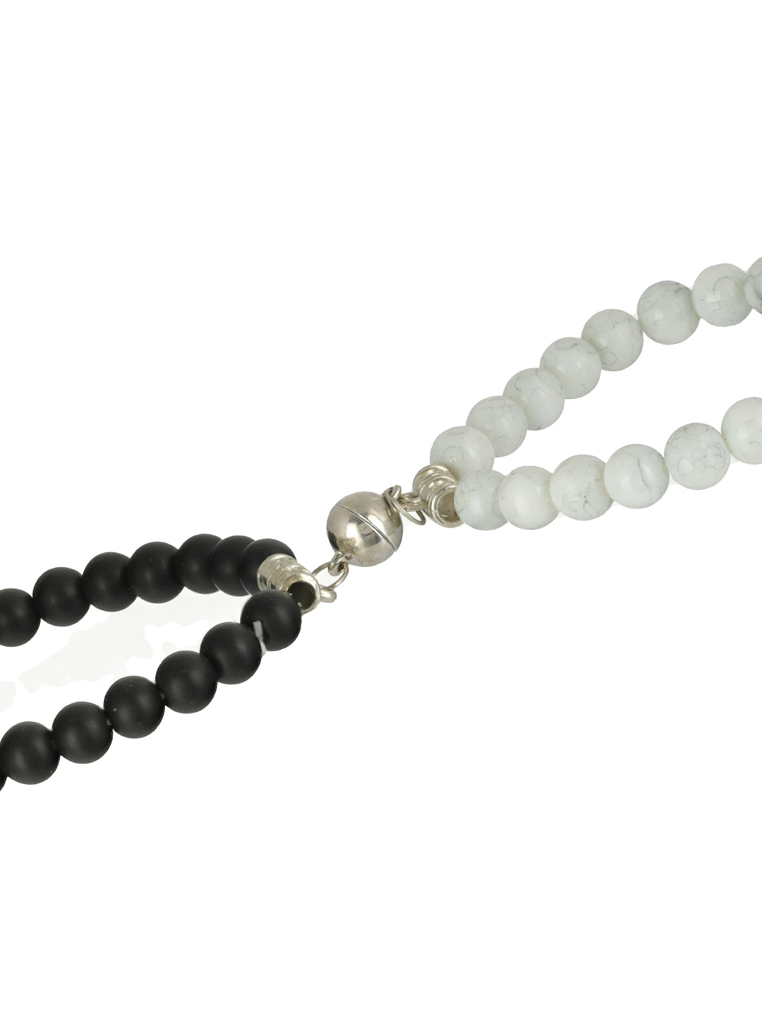 Black & White Beaded Link Bracelet for Men