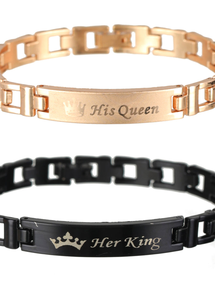 King Queen Rose Gold-Plated Couple Bracelet