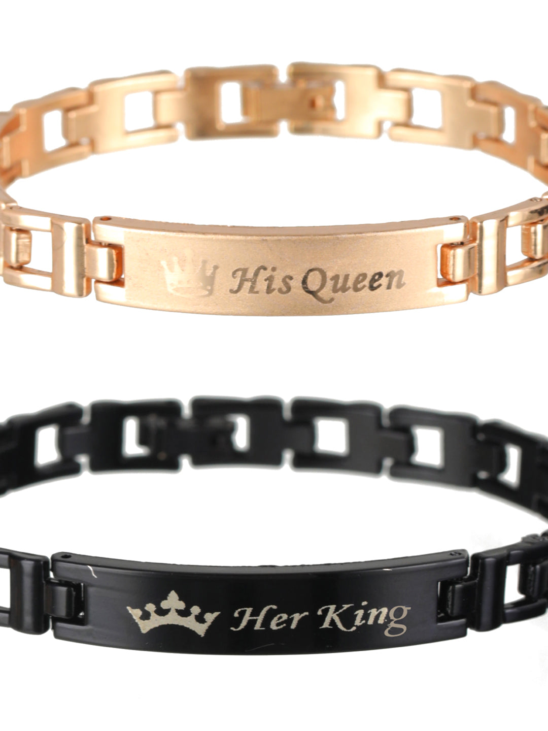 Stainless Steel Her King or His Queen Crystal Crown Charm Bracelet –  Changing Retail
