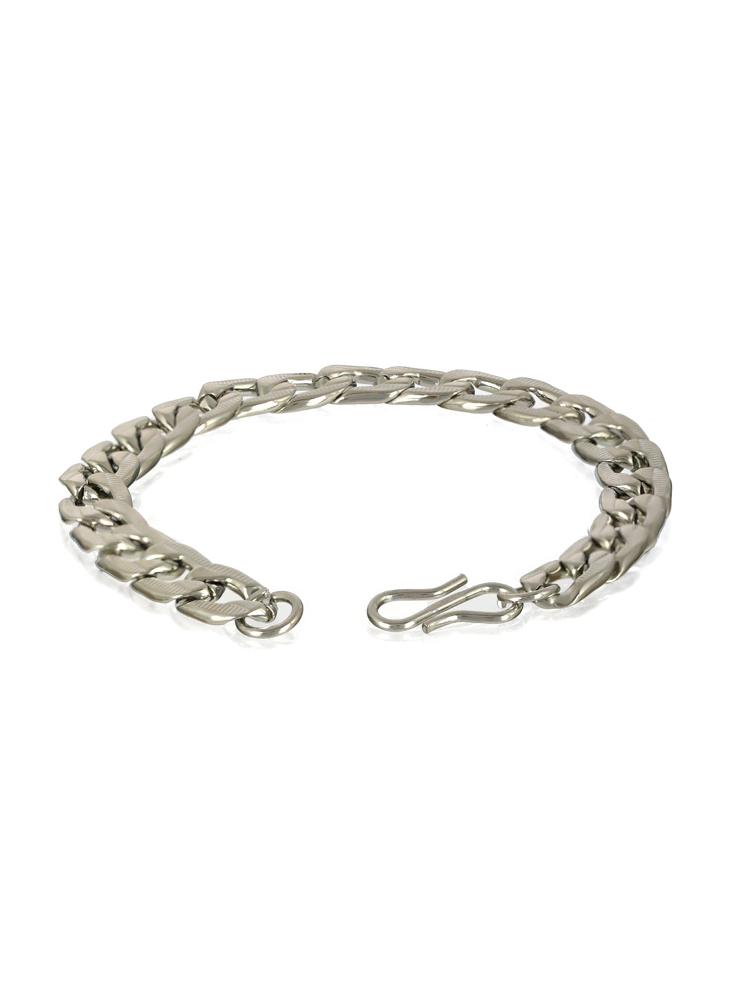 Bold by Priyaasi Textured Link Chain Silver-Plated Bracelet for Men