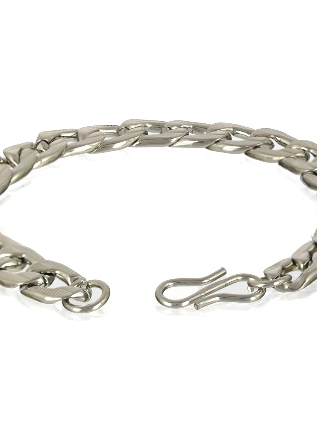 Bold by Priyaasi Textured Link Chain Silver-Plated Bracelet for Men