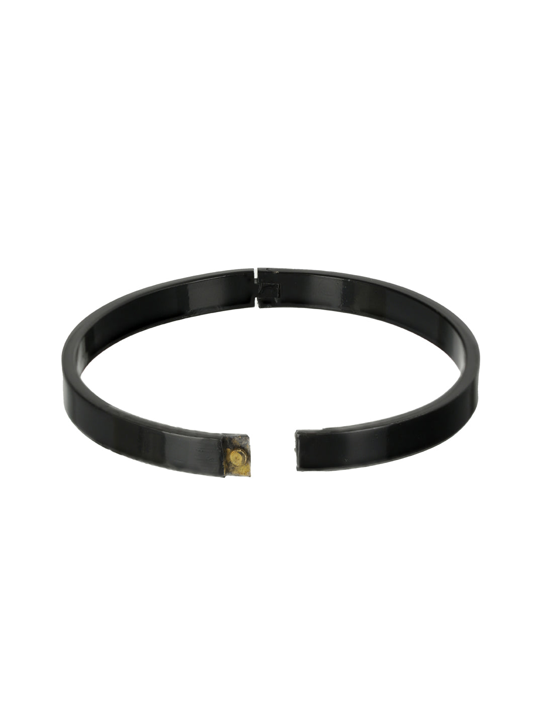 Trendy Black Solid Cuff Bracelet for Men