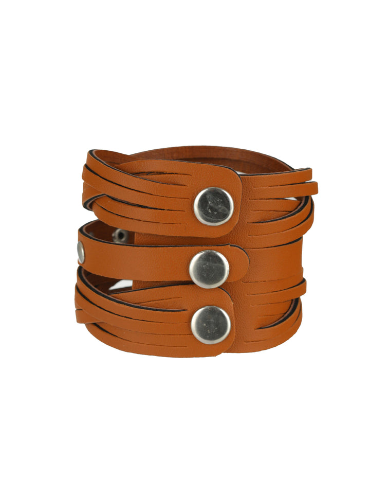Brown Weaved Multistrand PU Bracelet for Men