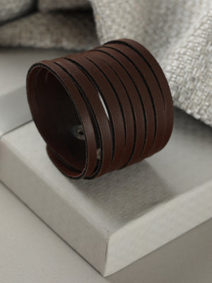 Brown Shredded Style PU Bracelet for Men