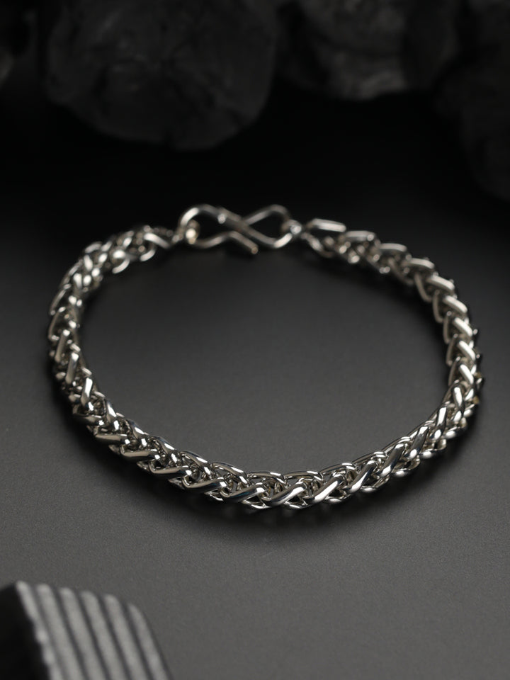 Bold by Priyaasi Silver-Plated Rope Chain Bracelet for Men