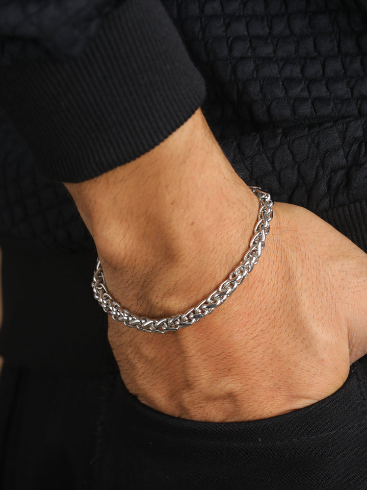 Bold by Priyaasi Silver-Plated Rope Chain Bracelet for Men