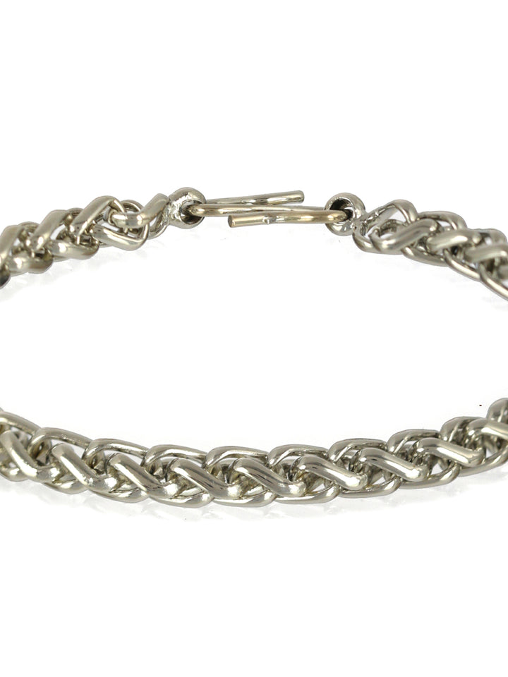 Bold by Priyaasi Silver-Plated Rope Chain Bracelet for Men