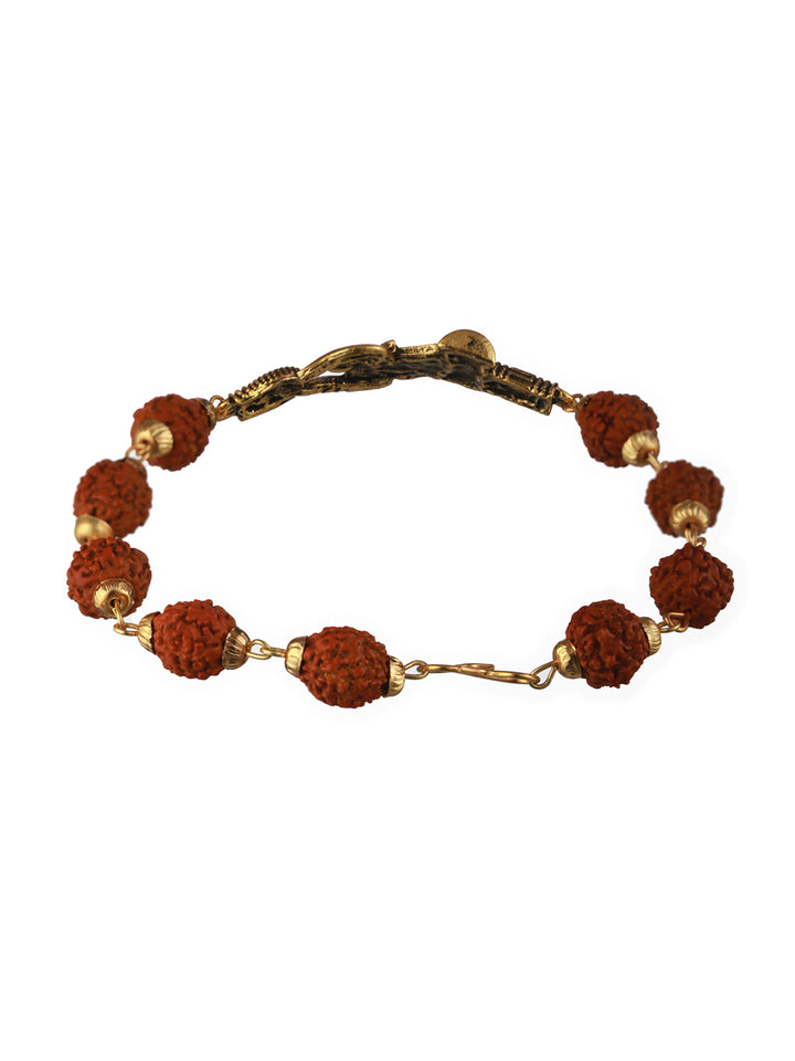 Bold by Priyaasi Rudraksha Trishul Gold-Plated Link Bracelet for Men