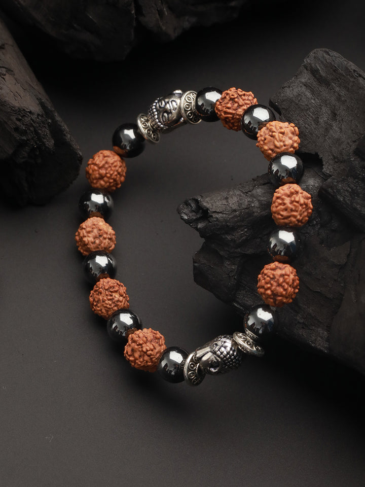 Bold by Priyaasi Buddha Rudraksha Copper Ball Bracelet for Men