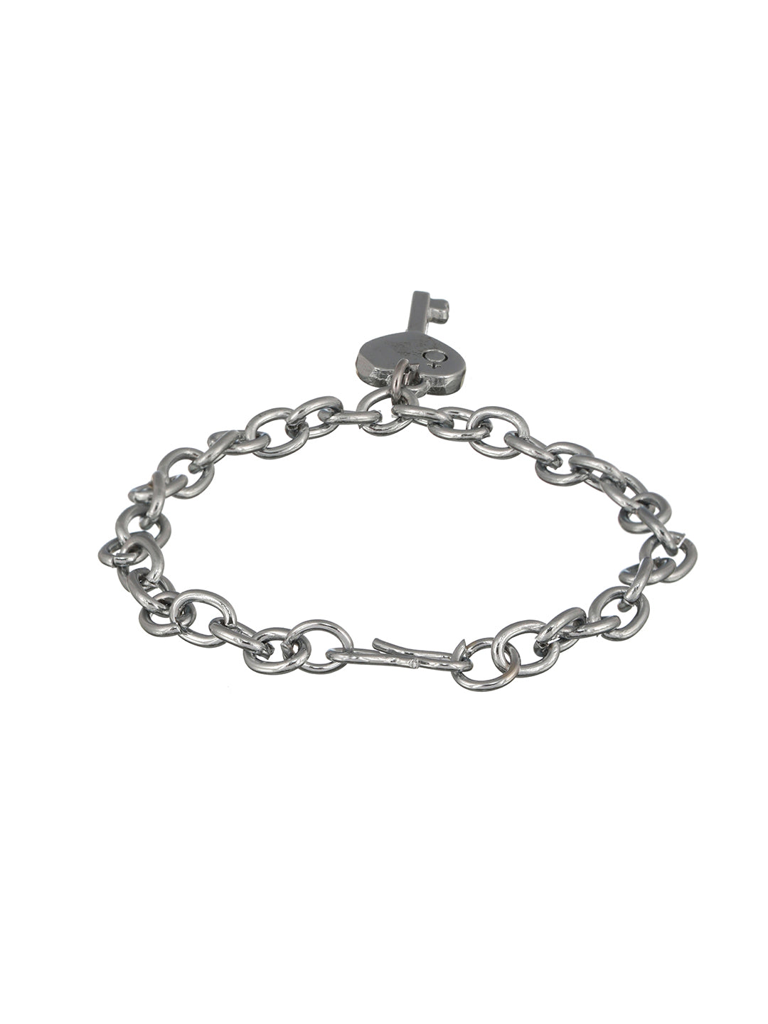 Bold by Priyaasi Key to Heart Lock Gold Silver-Plated Link Chain Couple Bracelets