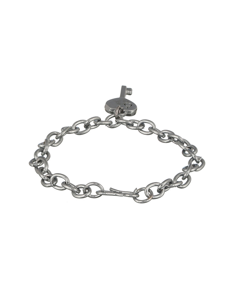 Bold by Priyaasi Key to Heart Lock Gold Silver-Plated Link Chain Couple Bracelets