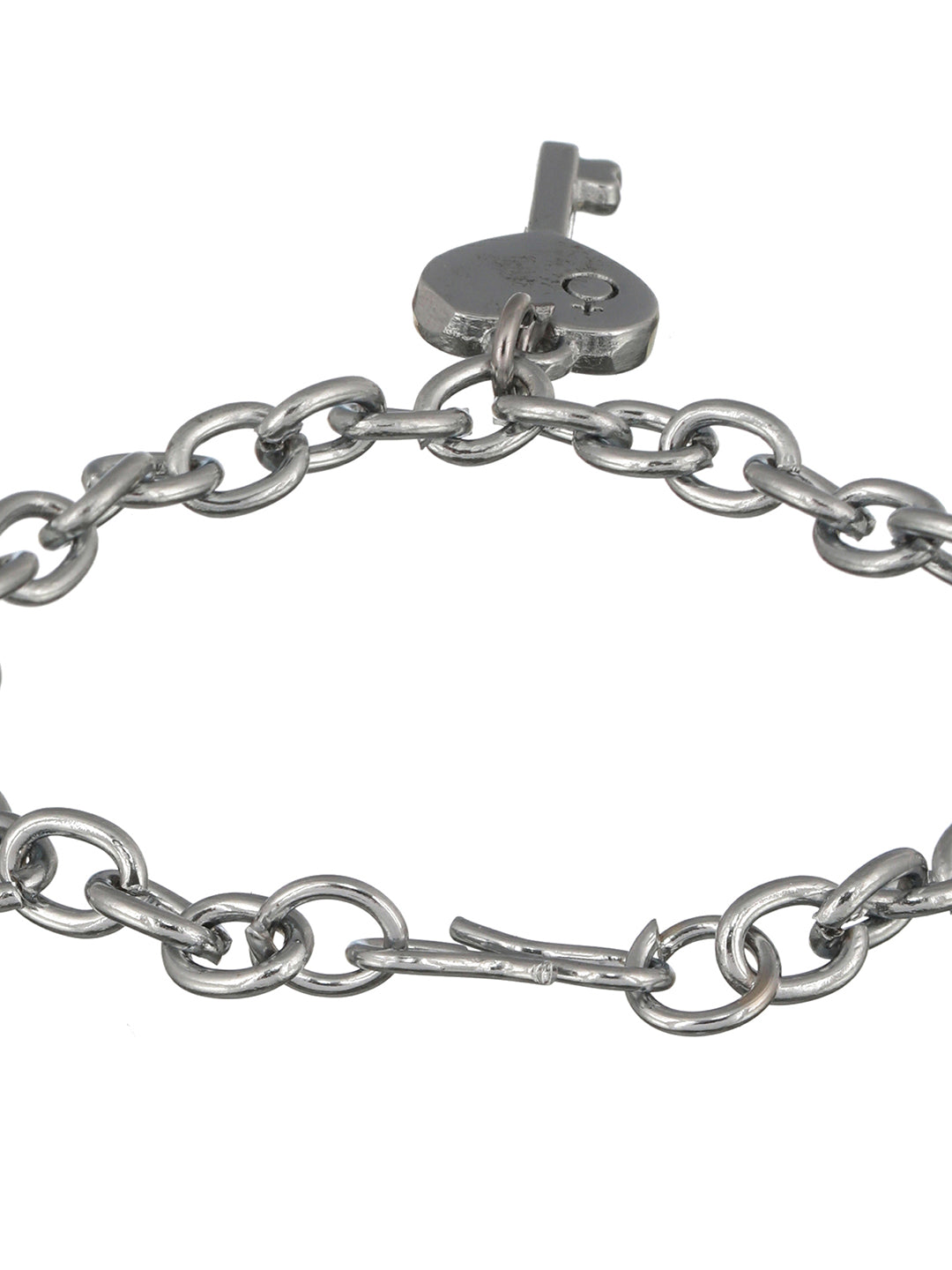 Bold by Priyaasi Key to Heart Lock Gold Silver-Plated Link Chain Couple Bracelets