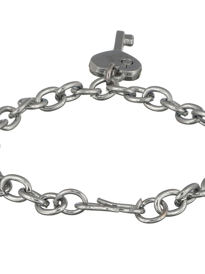 Bold by Priyaasi Key to Heart Lock Gold Silver-Plated Link Chain Couple Bracelets