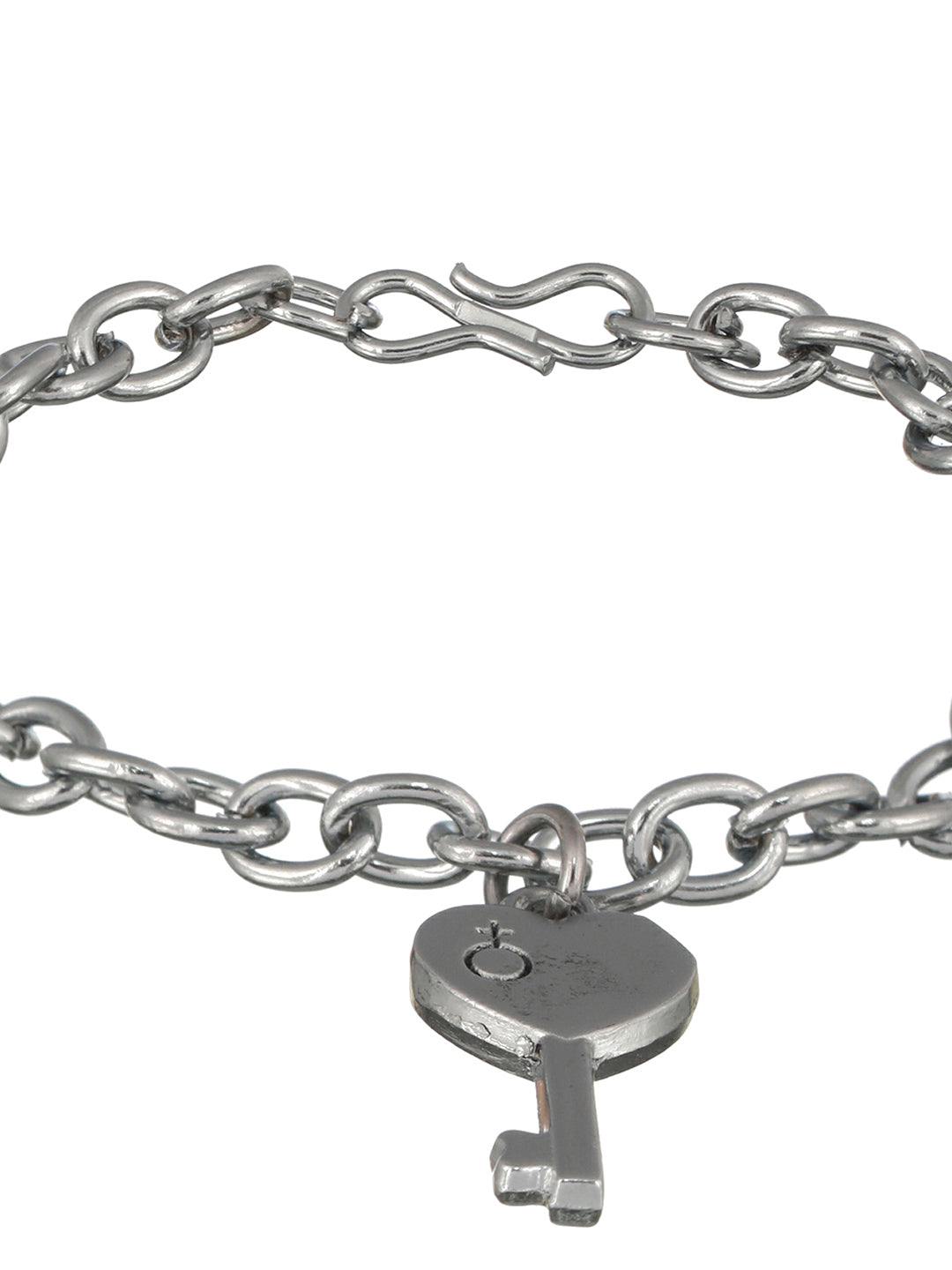 Bold by Priyaasi Key to Heart Lock Gold Silver-Plated Link Chain Couple Bracelets