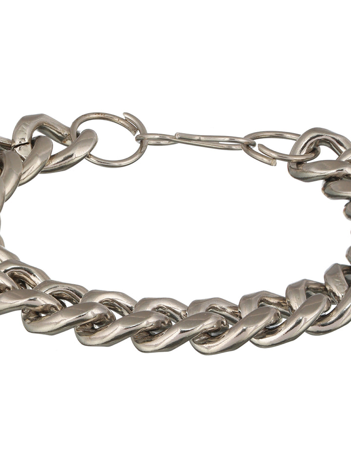 Bold by Priyaasi Solid Silver-Plated Curb-Link Chain Bracelet for Men