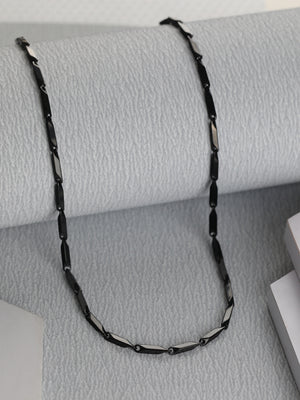 Bold by Priyaasi Black Cuboids Link Chain for Men