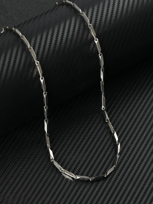 Twisted Cuboids Silver-Plated Link Chain for Men
