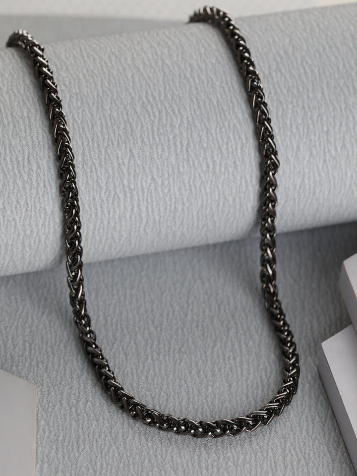 Bold by Priyaasi Sleek Black Gunmetal-Plated Chain for Men