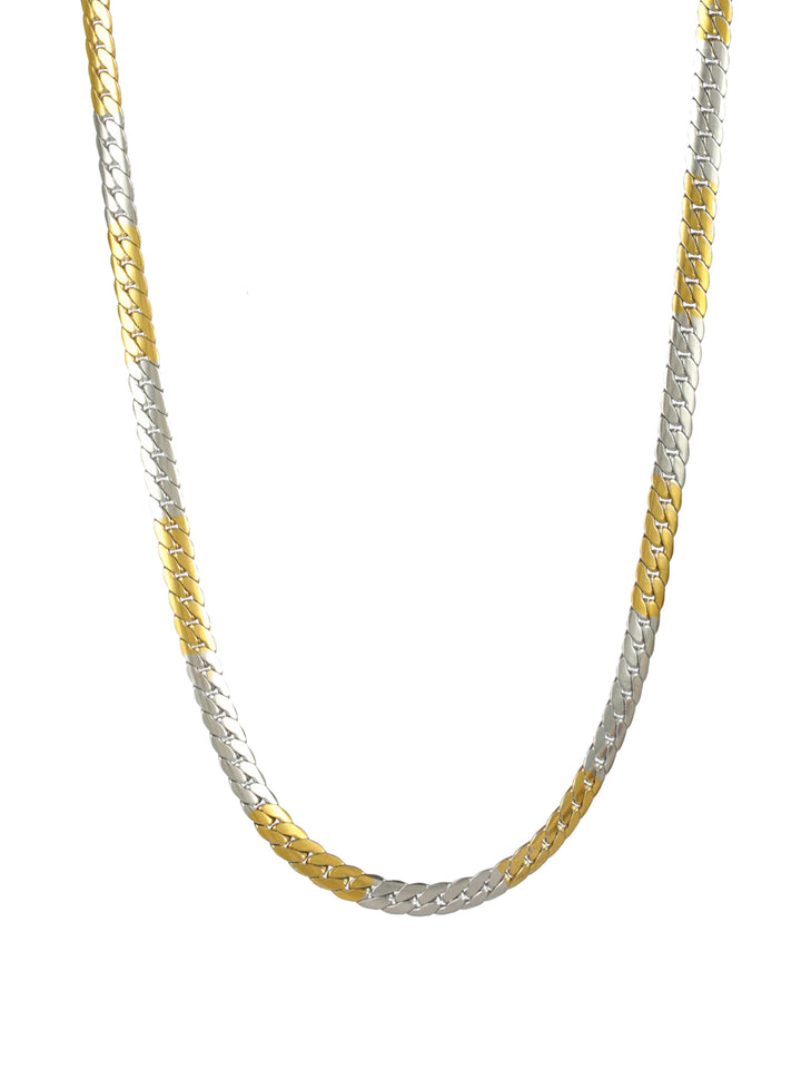 Bold by Priyaasi Gold & Silver Dual-Toned Link Chain Necklace for Men
