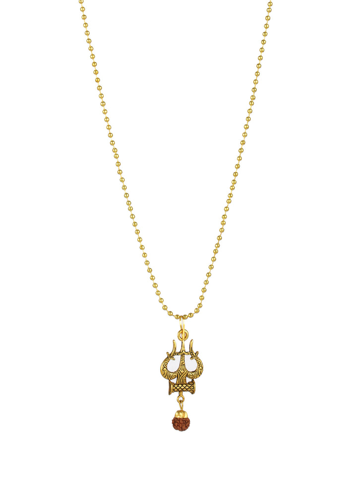 Bold by Priyaasi Rudraksh Trishul Gold-Plated Necklace for Men