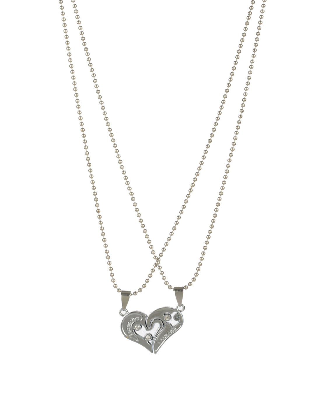 Bold by Priyaasi Detachable Heart Silver-Plated Necklace Set for Couples