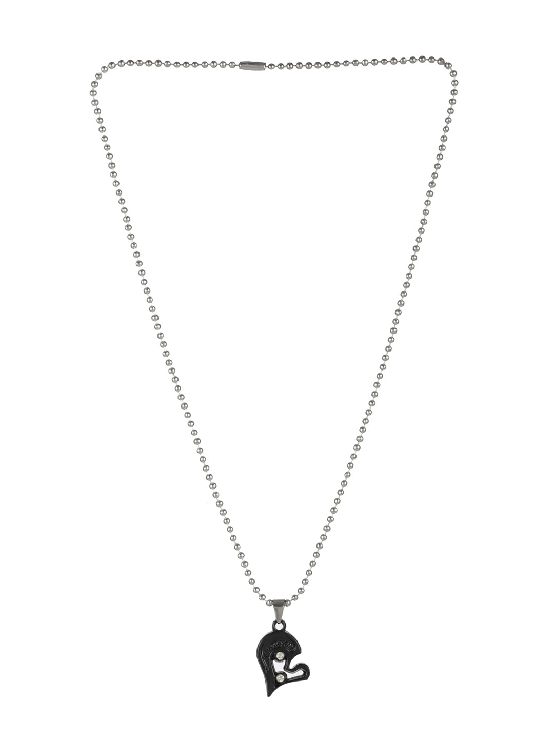 Bold by Priyaasi Black & Silver Detachable Heart Necklace Set for Couples