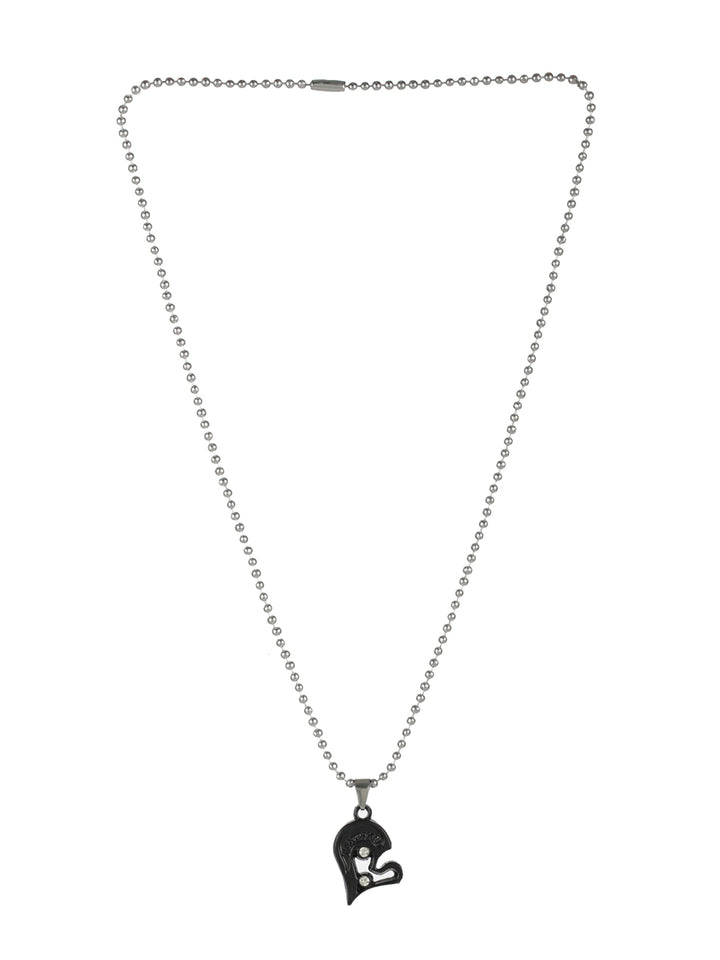 Bold by Priyaasi Black & Silver Detachable Heart Necklace Set for Couples