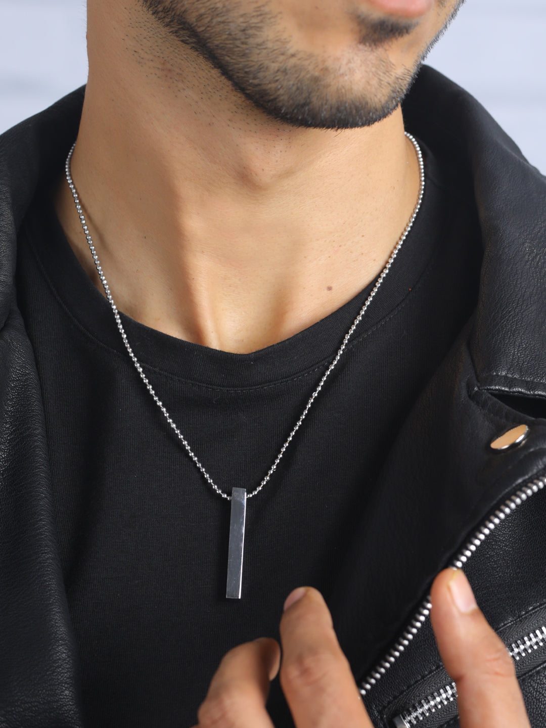 Bold by Priyaasi Cuboid Drop Silver-Plated Necklace for Men