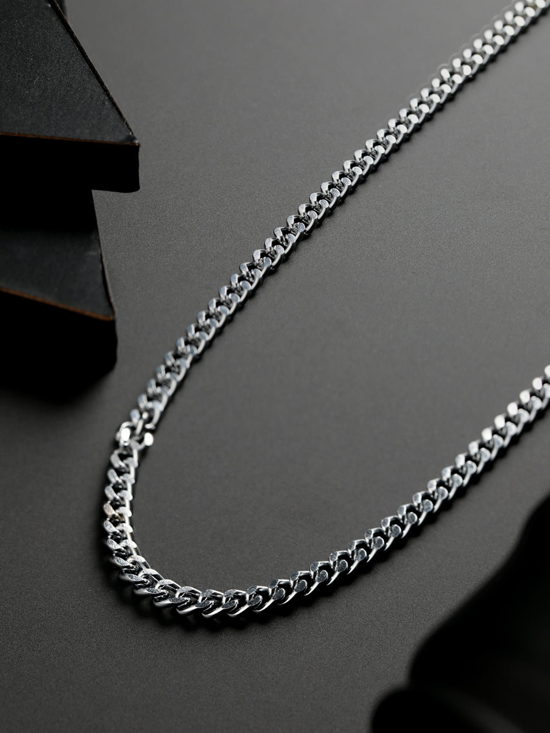 Bold by Priyaasi Silver-Plated Punk Cuban Link Chain for Men