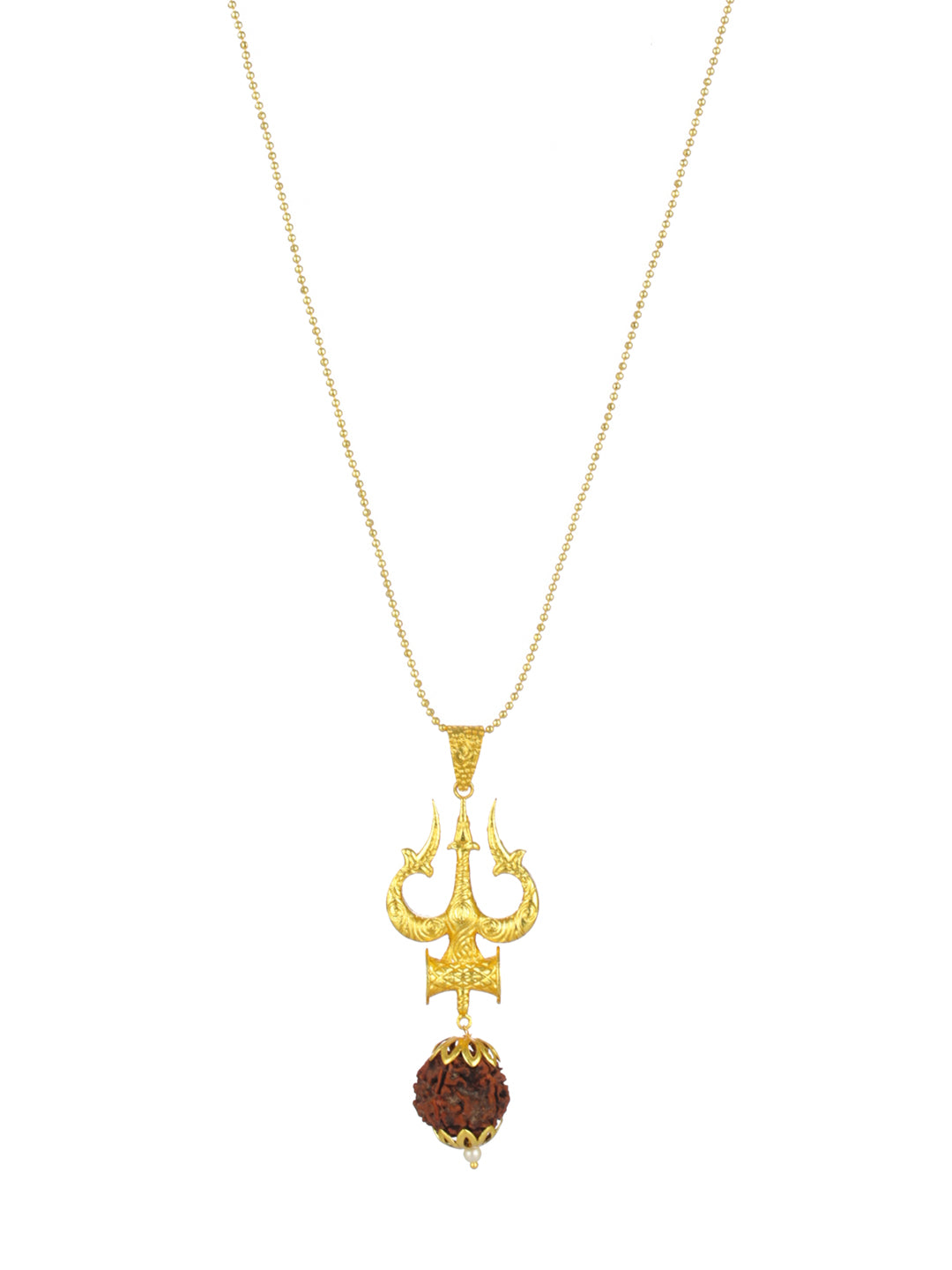 Bold by Priyaasi Trishul Rudraksha Gold-Plated Necklace for Men