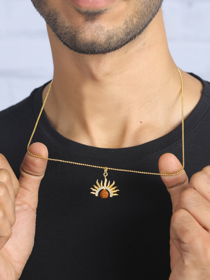 Bold by Priyaasi Half-Sun Rudraksha Gold-Plated Necklace for Men