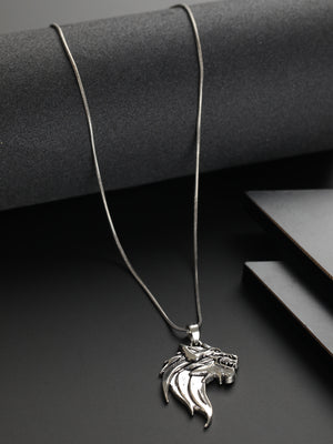 Bold by Priyaasi Wolf Silver-Plated Necklace for Men