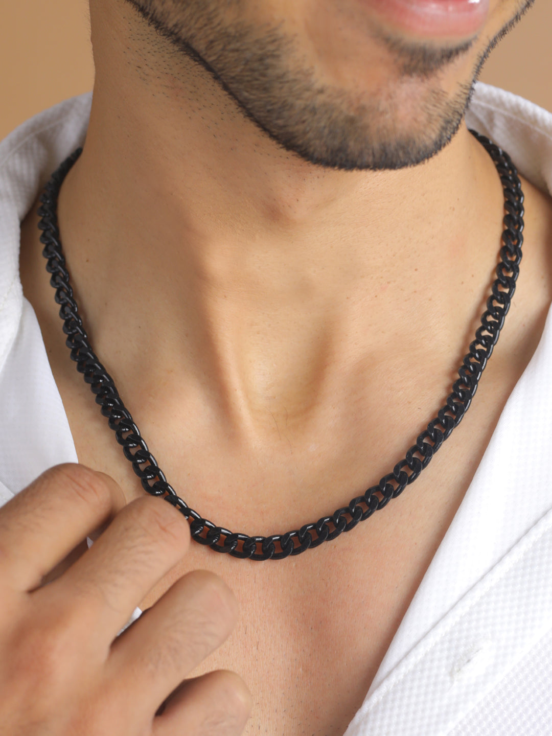 Bold by Priyaasi Thick Black Curb Chain for Men