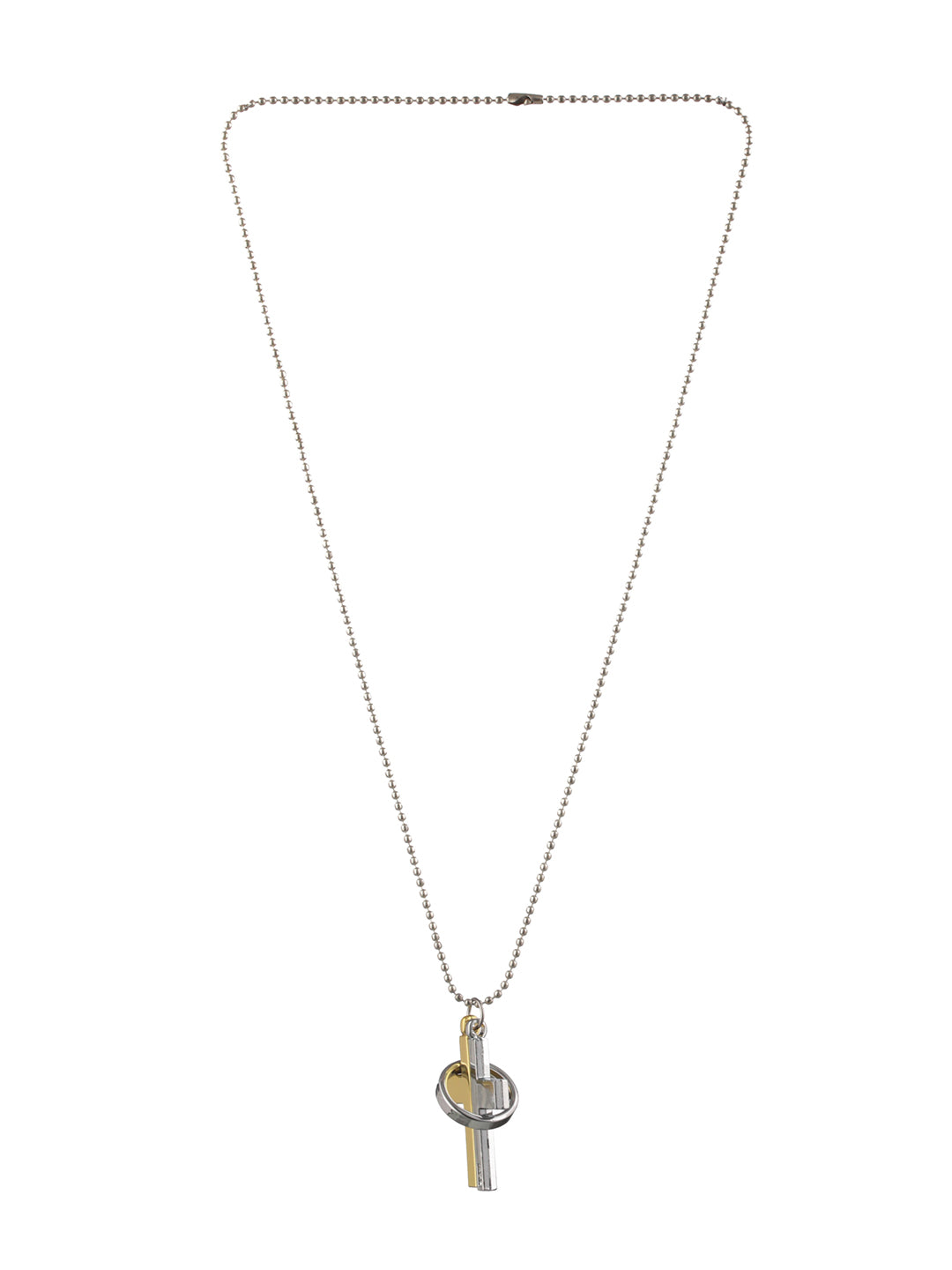 Bold by Priyaasi Dual-Toned Gold Silver Cross Ring Chain Necklace for Men