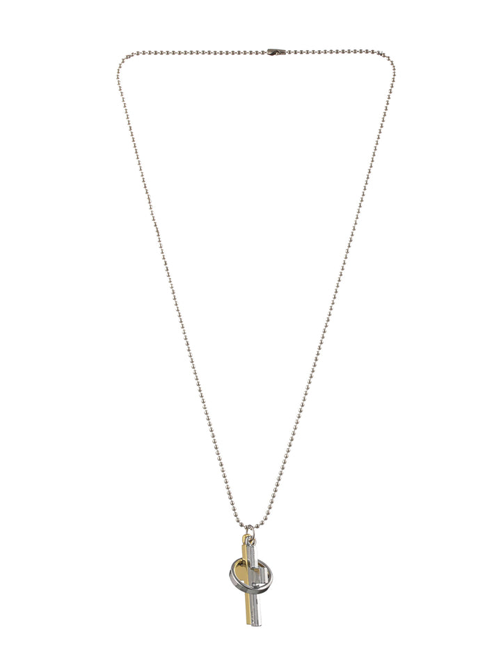 Bold by Priyaasi Dual-Toned Gold Silver Cross Ring Chain Necklace for Men