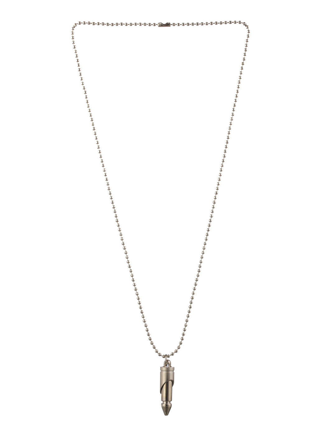 Bold by Priyaasi Silver-Plated Bullet Drop Chain Necklace for Men