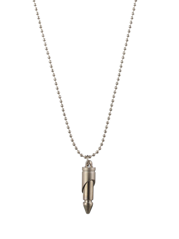 Bold by Priyaasi Silver-Plated Bullet Drop Chain Necklace for Men