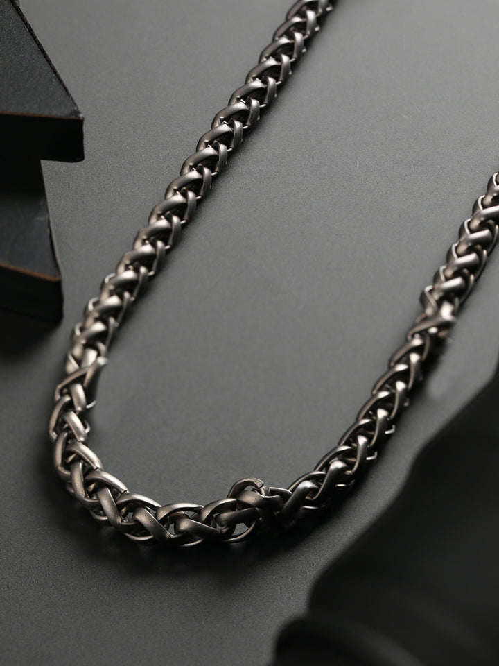 Bold by Priyaasi Silver-Plated Wheat Chain Style Link Chain for Men