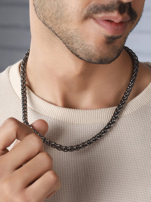 Bold by Priyaasi Silver-Plated Wheat Chain Style Link Chain for Men