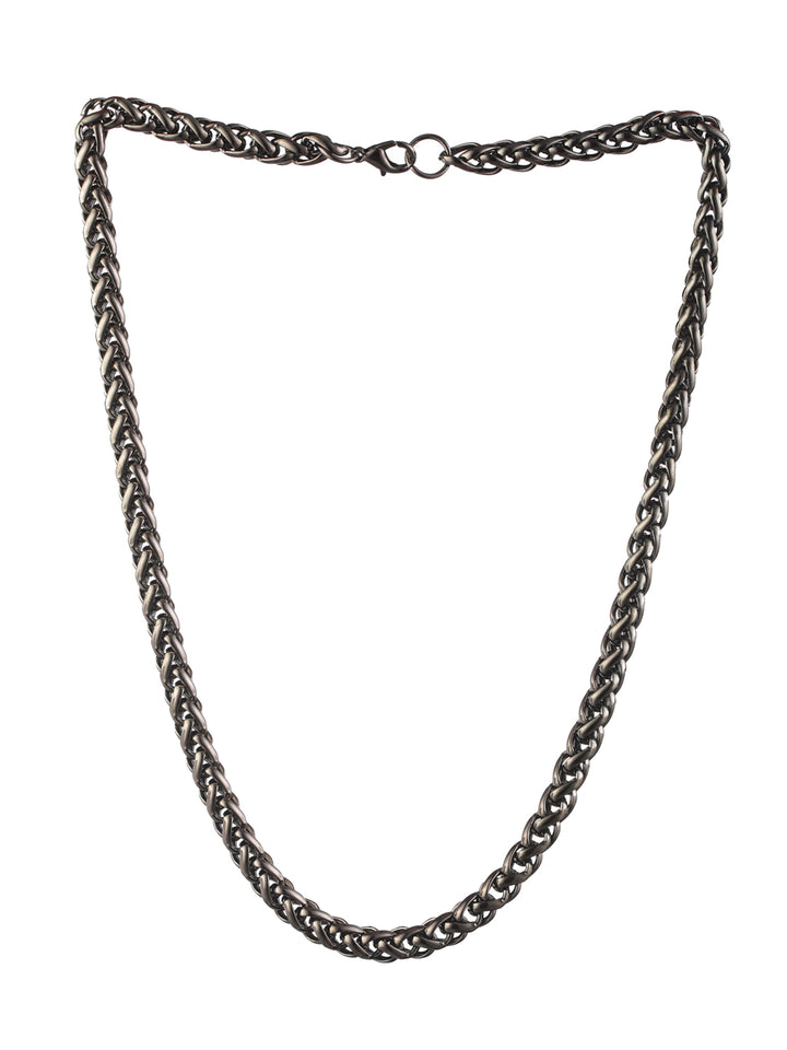 Bold by Priyaasi Sturdy Silver-Plated Wheat Chain Style Link Chain for Men