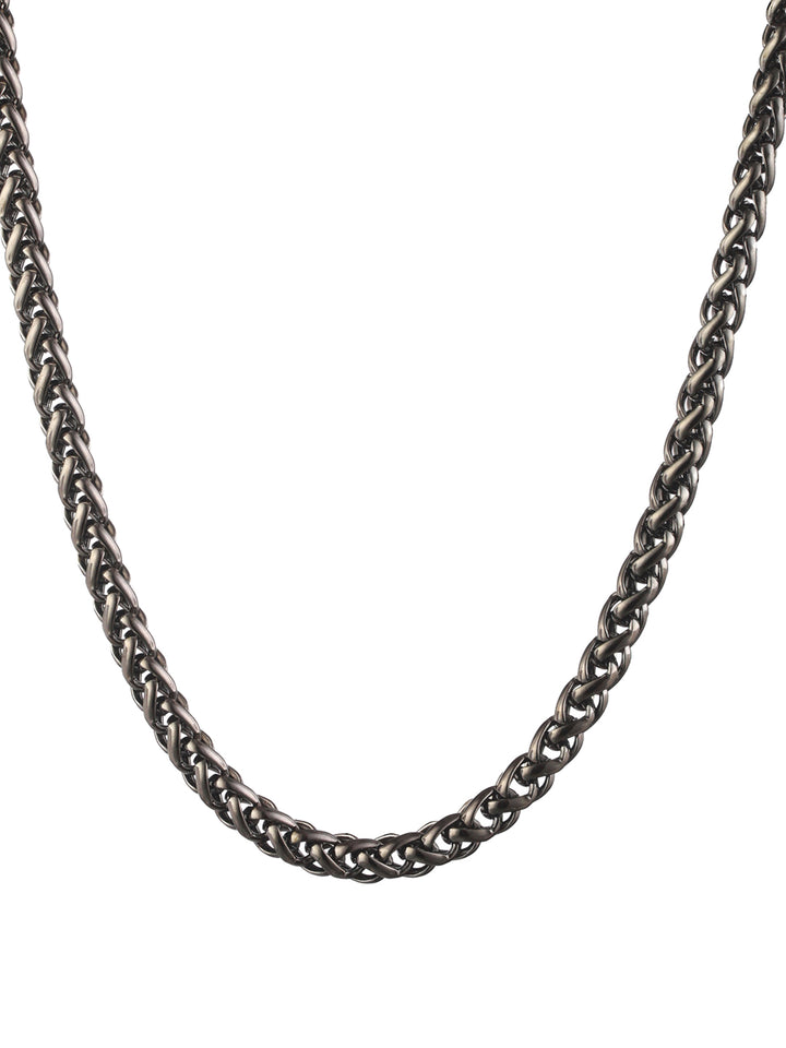 Bold by Priyaasi Sturdy Silver-Plated Wheat Chain Style Link Chain for Men