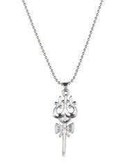 Bold by Priyaasi Holy Trishul Silver-Plated Beaded Pendant Chain for Men